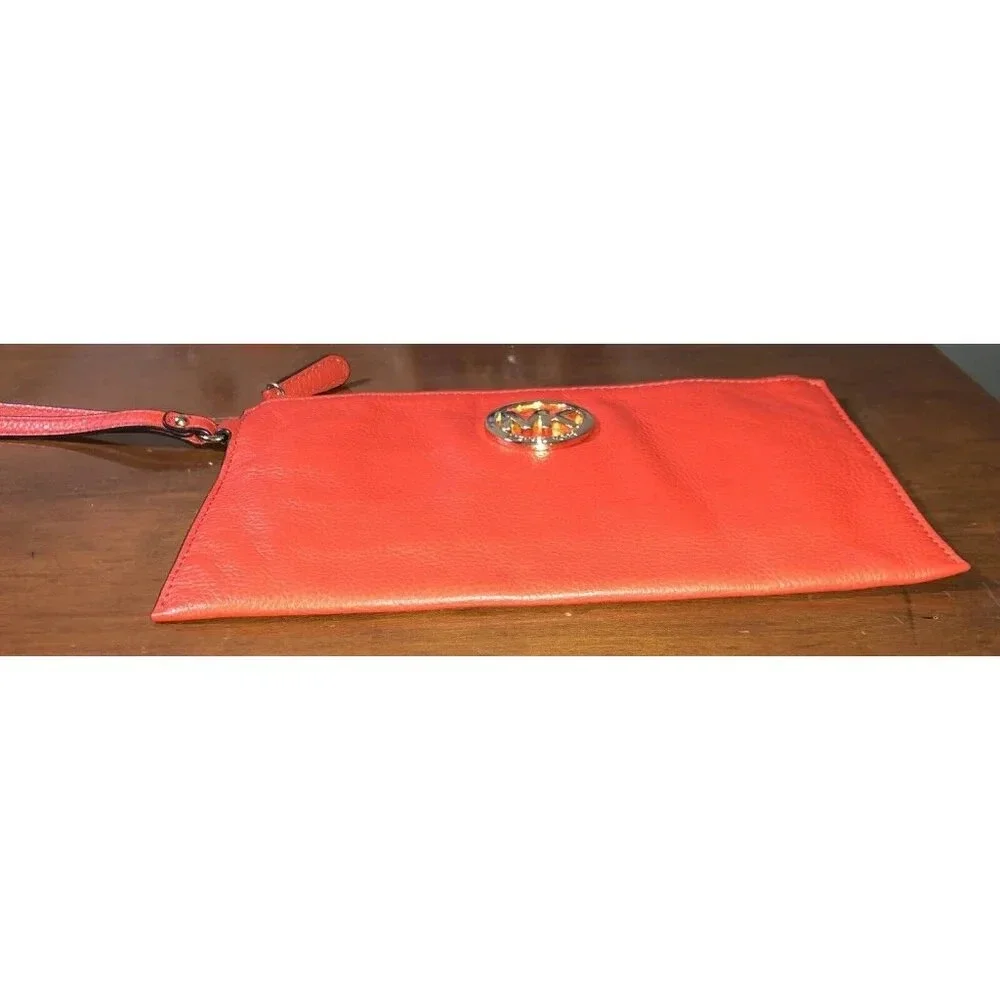 Michael Kors Fulton‎ large Flat phone case wallet wristlet leather red sangria